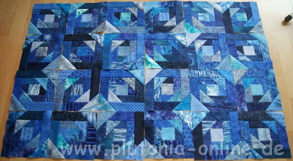 Patchworkblock Pineapple nach einer Inspiration von Quiltville in Blautönen