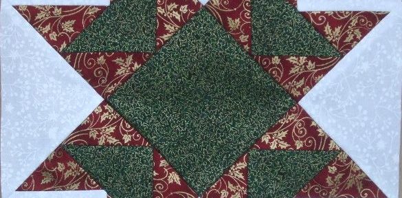 Block Nummer 3 aus der weihnachtlichen Patchworkdecke Sterntaler