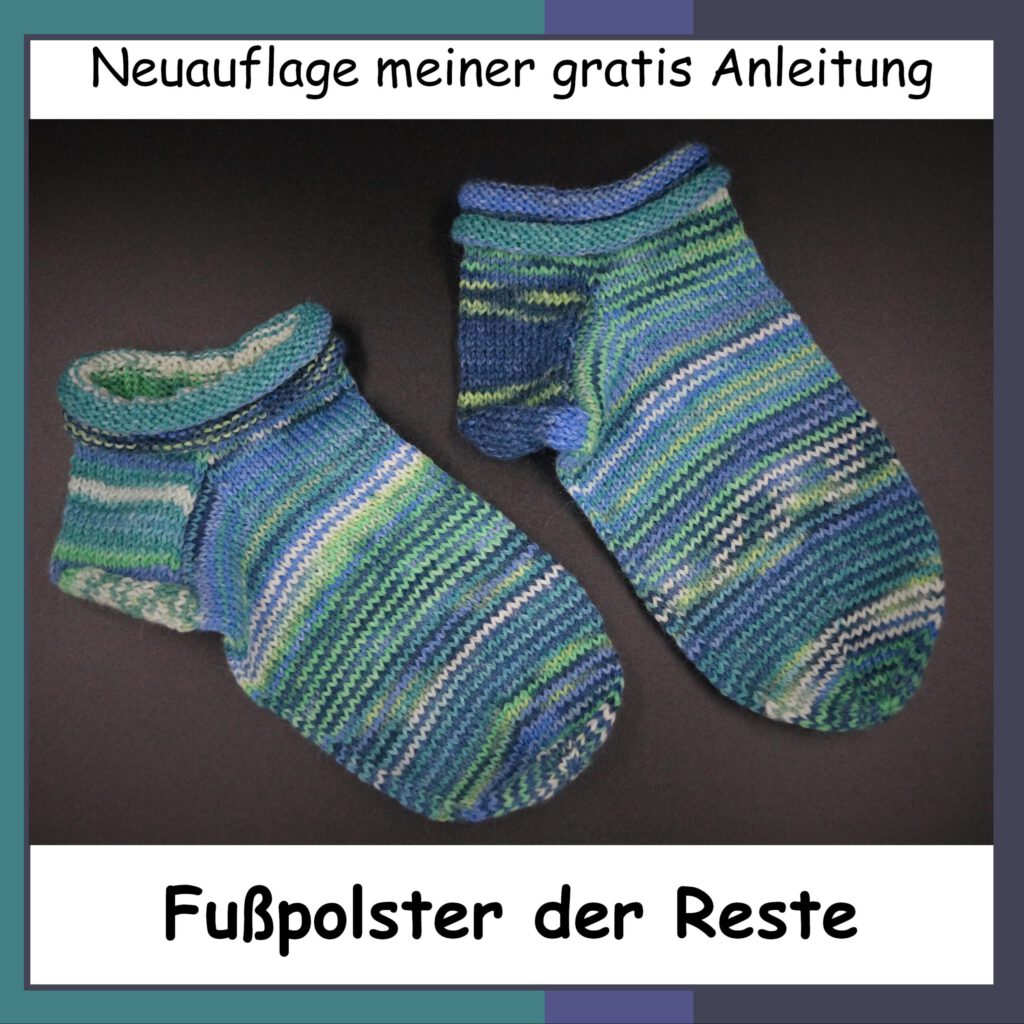 Die Fußpolster der Reste: So sieht das fertige Rollrand-Bündchen an den Sneakersocken aus.